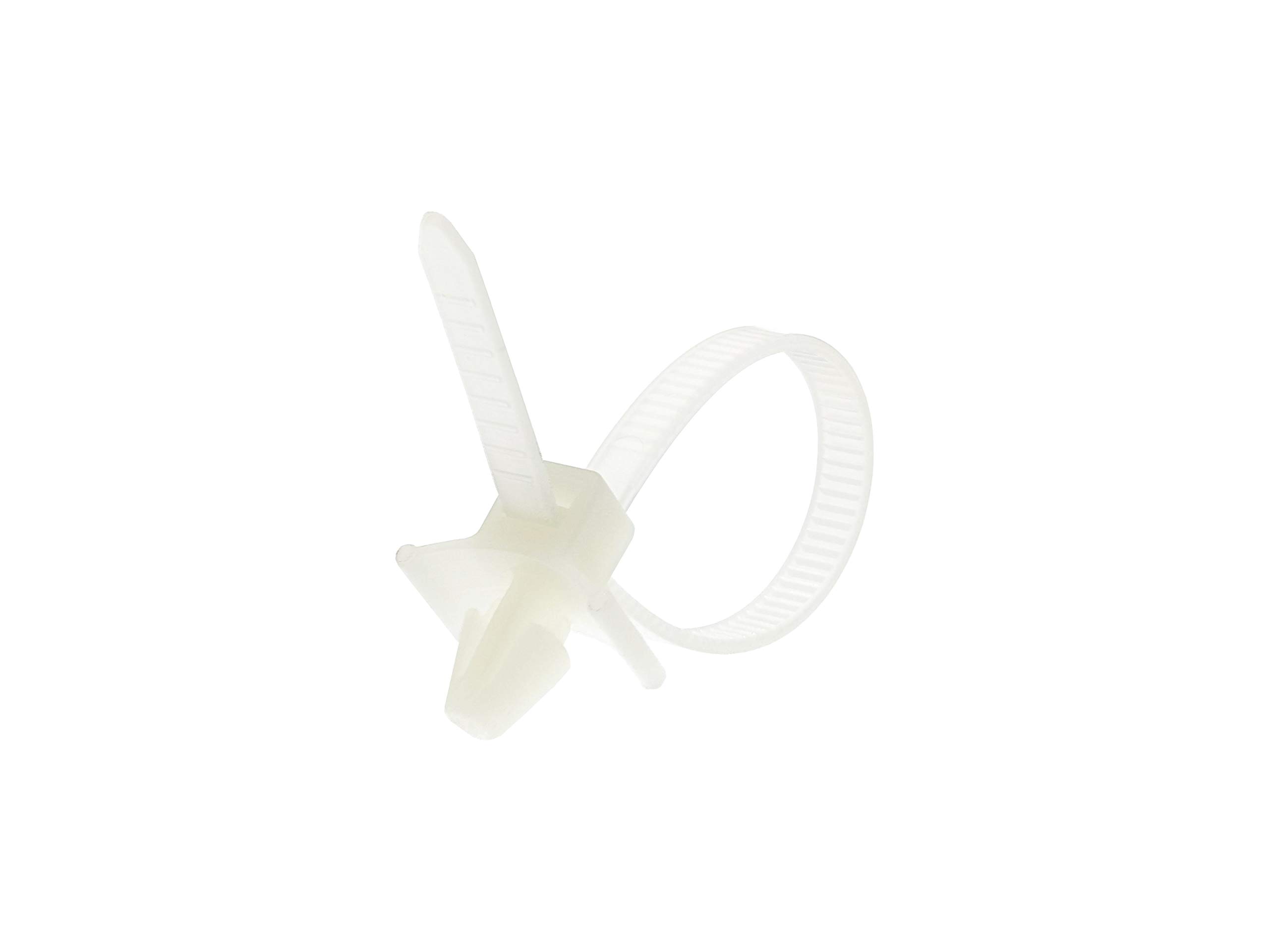 5 Inch Natural Standard Winged Push Mount Cable Tie - 100 Pack