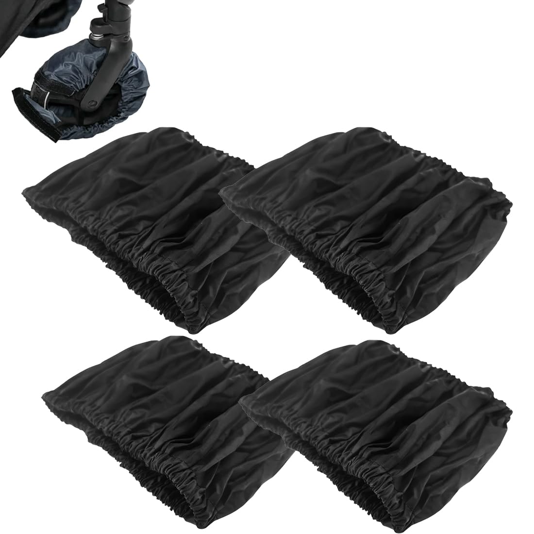 Copriruota per Passeggino, 1 set da 4 pezzi Passeggino in Tessuto Oxford Coprigambe Antipolvere Copriruota, Accessori per Passeggino, per Vari modelli di passeggini, Nero