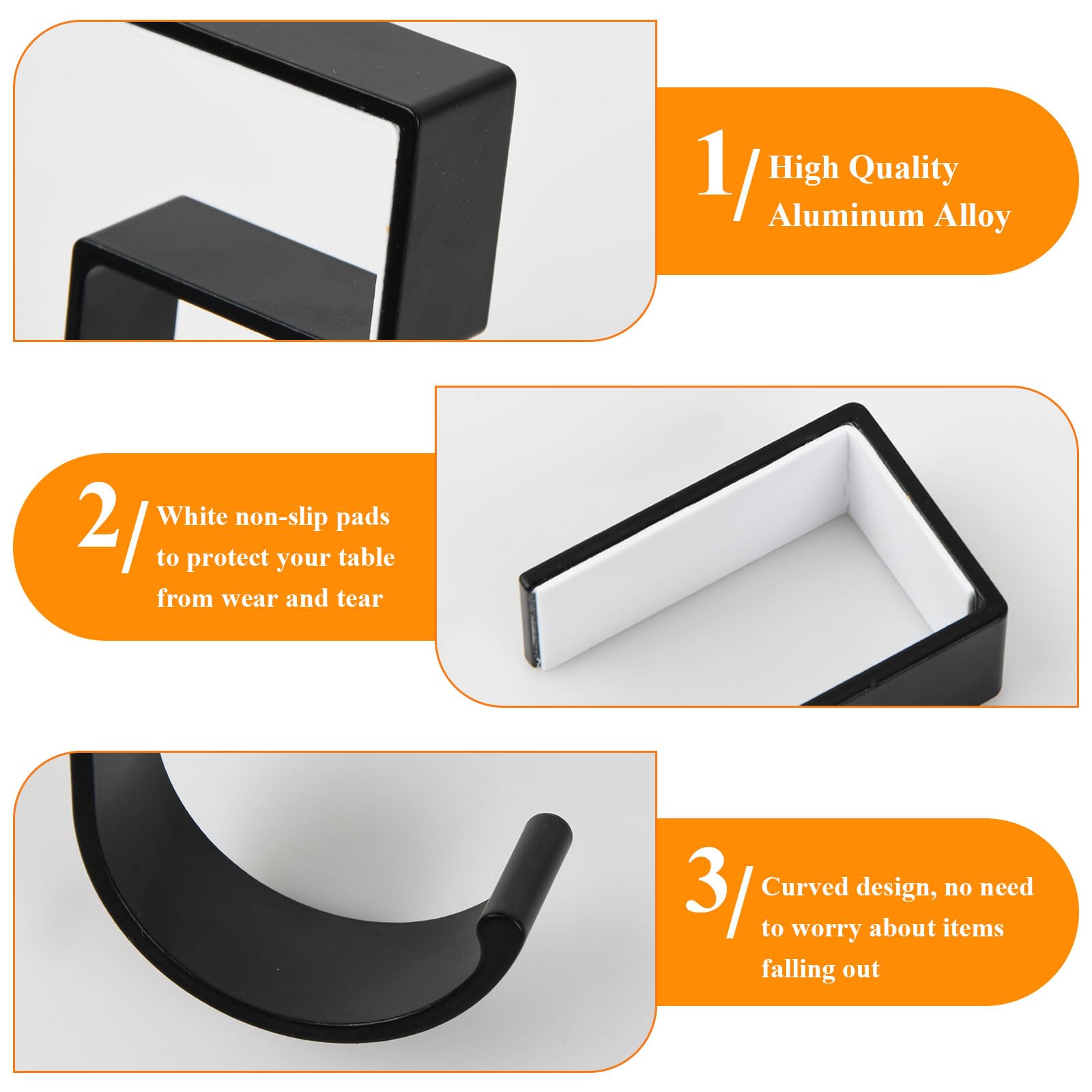 Tafelbandenhanger, tashanger voor tafel,Onder de bureau hoofdtelefoonhouder | Multifunctioneel draagbare 5-vormige haak, beweegbaar tafelrek, zware