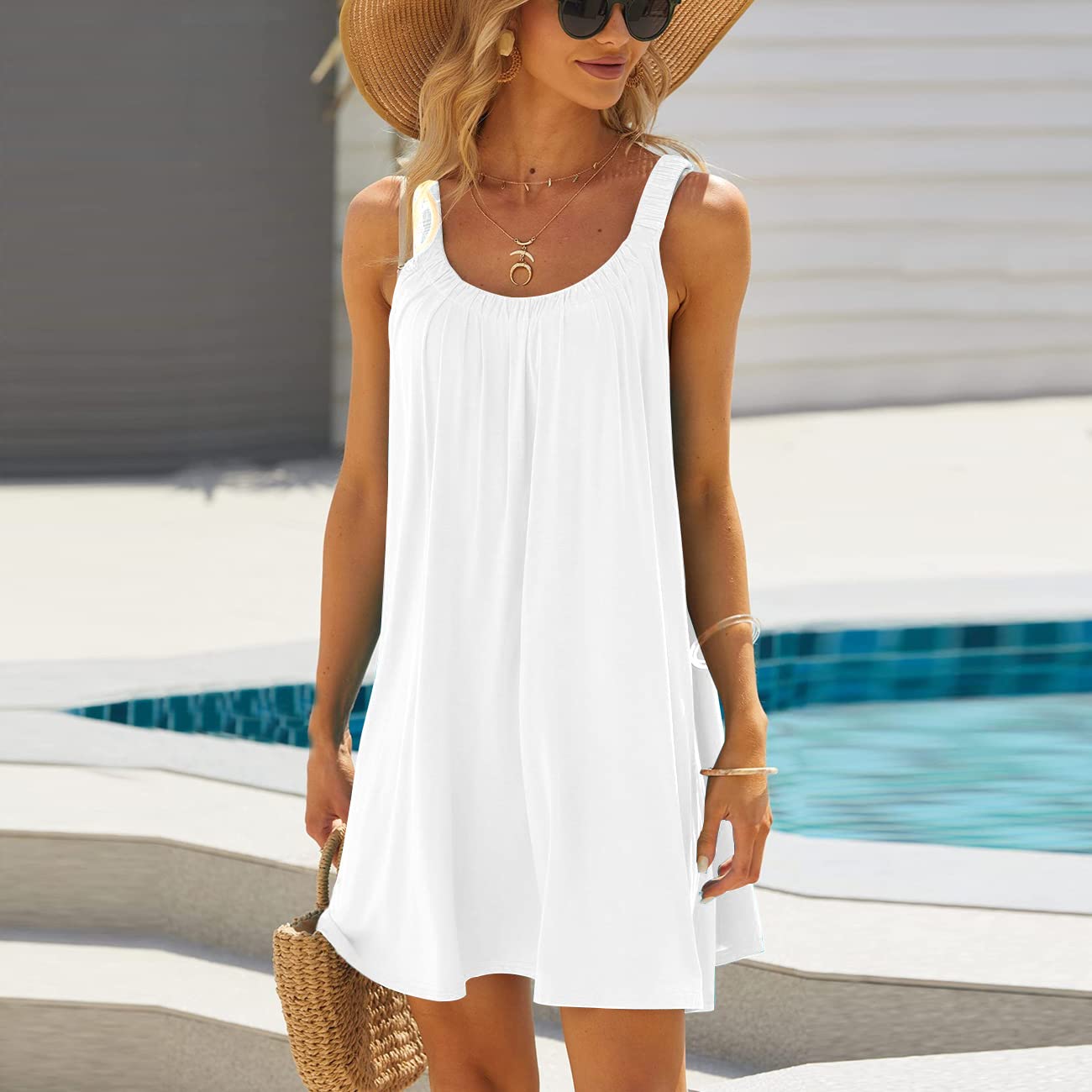 Vestido de Playa para Mujer Sin Mangas Suelto Ropa de Baño Playa Traje de Baño Vestido de Bikini Camisolas y Pareos Sexy Beach Bikini Cover up