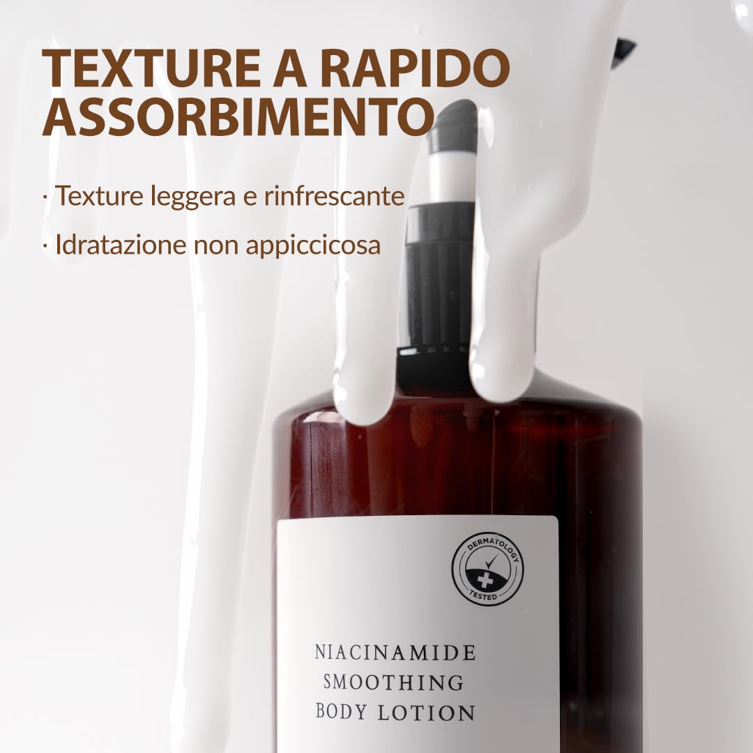 [Mizon] Lozione Corpo Levigante alla Niacinamide (300 ml) AHA, vitamina C, acido ialuronico, idratazione regolare, cura della pigmentazione, esfoliazione delicata (Niacinamide Smoothing Body Lotion)