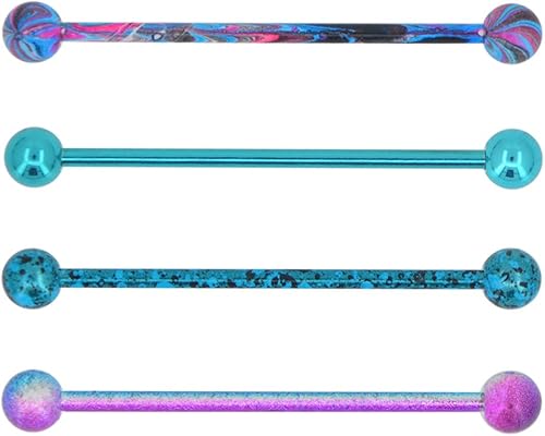 OUFER 4 aretes industriales de acero quirúrgico de 14 G para cartílago 1378in para perforación industrial Metal