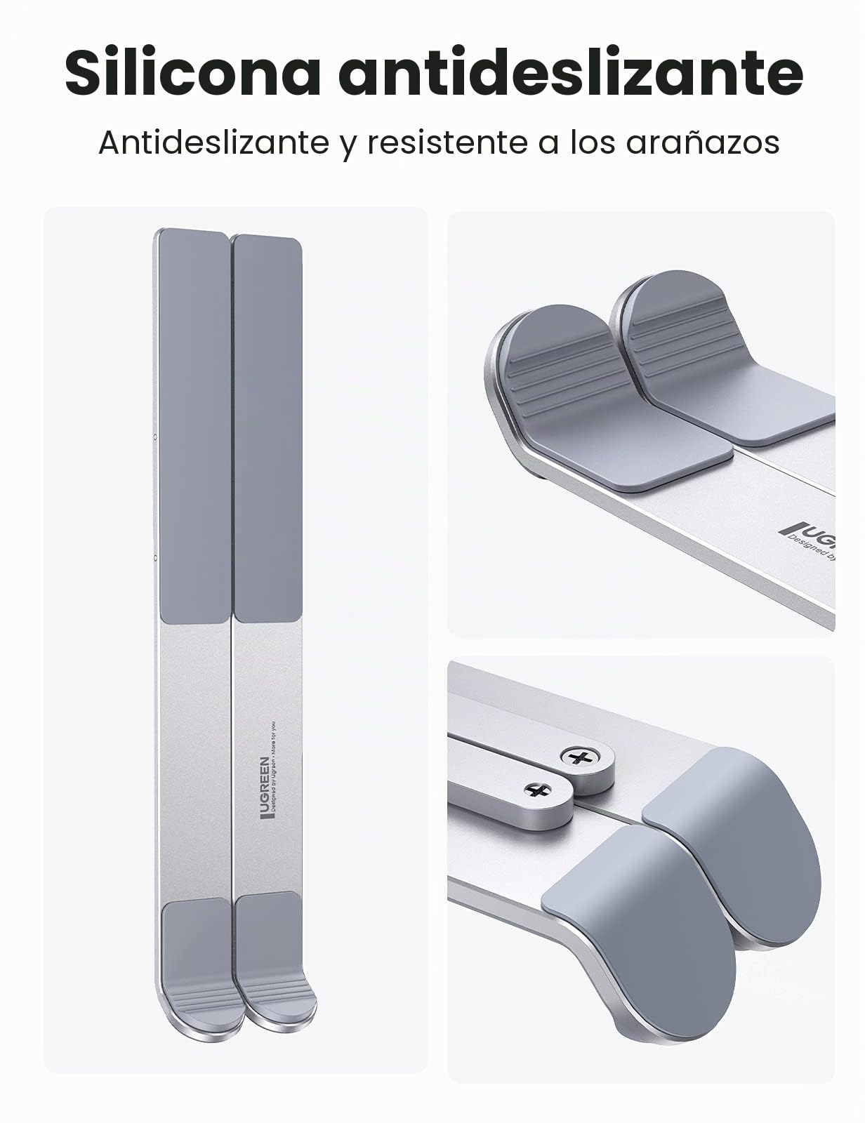 UGREEN Soporte Portátil de Aluminio de Mesa, Elevador Laptop Stand Portatil Ajustable Compatible con MacBook Air Pro ASUS HP DELL y Otros de 12-17,3"