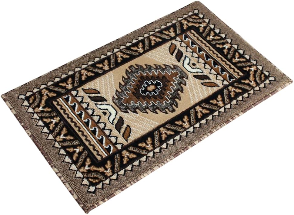 YHSF South Western Area Rug for Living Room, Bedroom, Kitchen & More - Easy to Clean, Soft & Durable Native American Tribal Rug - Stain-Proof, Non-Slip Runner for Room & Home Decor - Berber, 2' x 3'4"