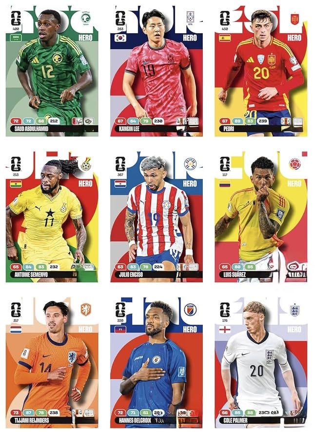 Panini World Cup 2026 Soccer Trading Pack of 8 Soccer Cards + Bundle with hassentials Sticker World Cup Cards - 5