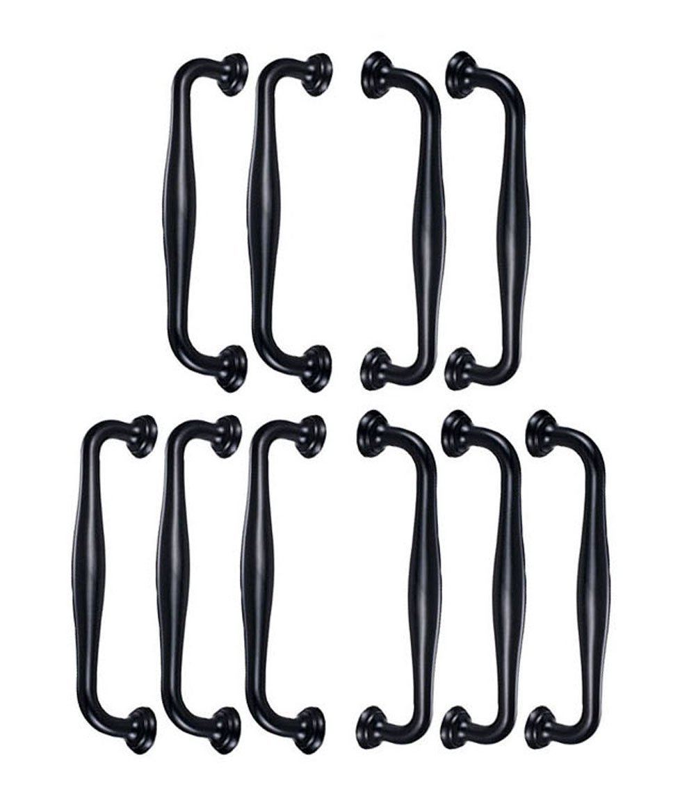 Margueras 10pcs Black Stick Kitchen Cabinet Door Handles Drawer Bedroom Pull Centre Distance 128mm