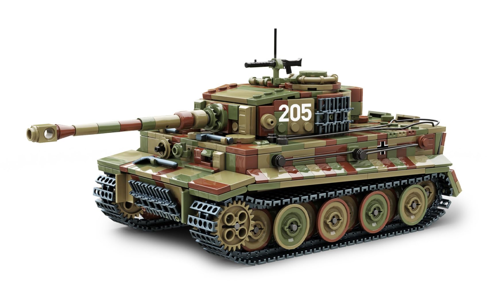 Buildarmy WW2 tedesco Tiger 1 E versione tardiva in mimetico, set di mattoncini per costruzione di modelli, 1157 pezzi