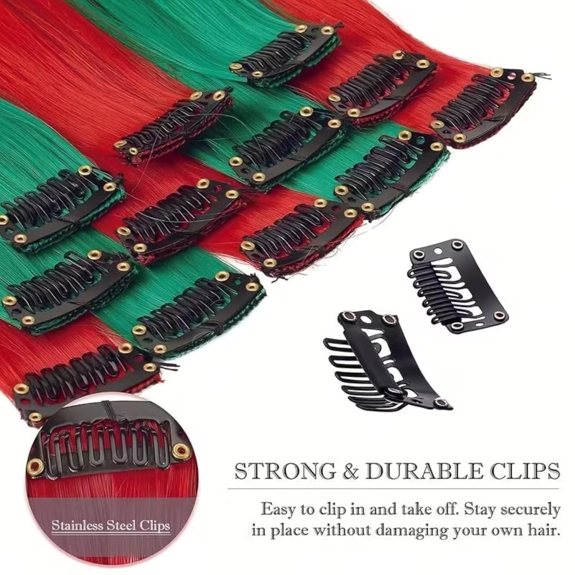 6 Pcs Rainbow Clip-In Hair Extensions (22 Inch)