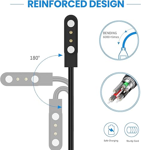 Miniatura 4 de Chofit Para reloj inteligente militar cargador K27 K28 K55 C20 C16 Smartwatch Cable de carga (negro y negro)