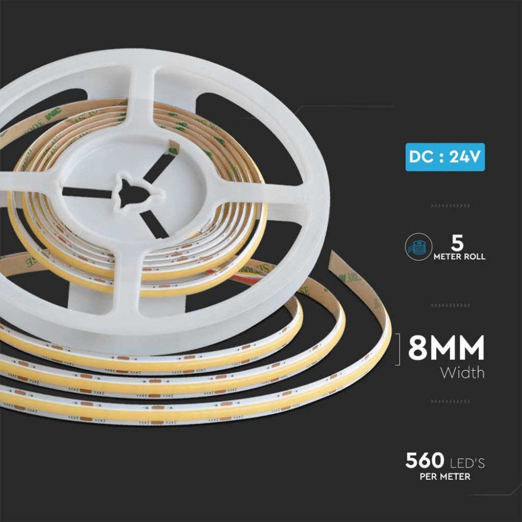 STRISCIA 2800 LED 2835 COB LUCE 3IN1 5METRI IP20 24V VT-2835IP20560COB-LED10555