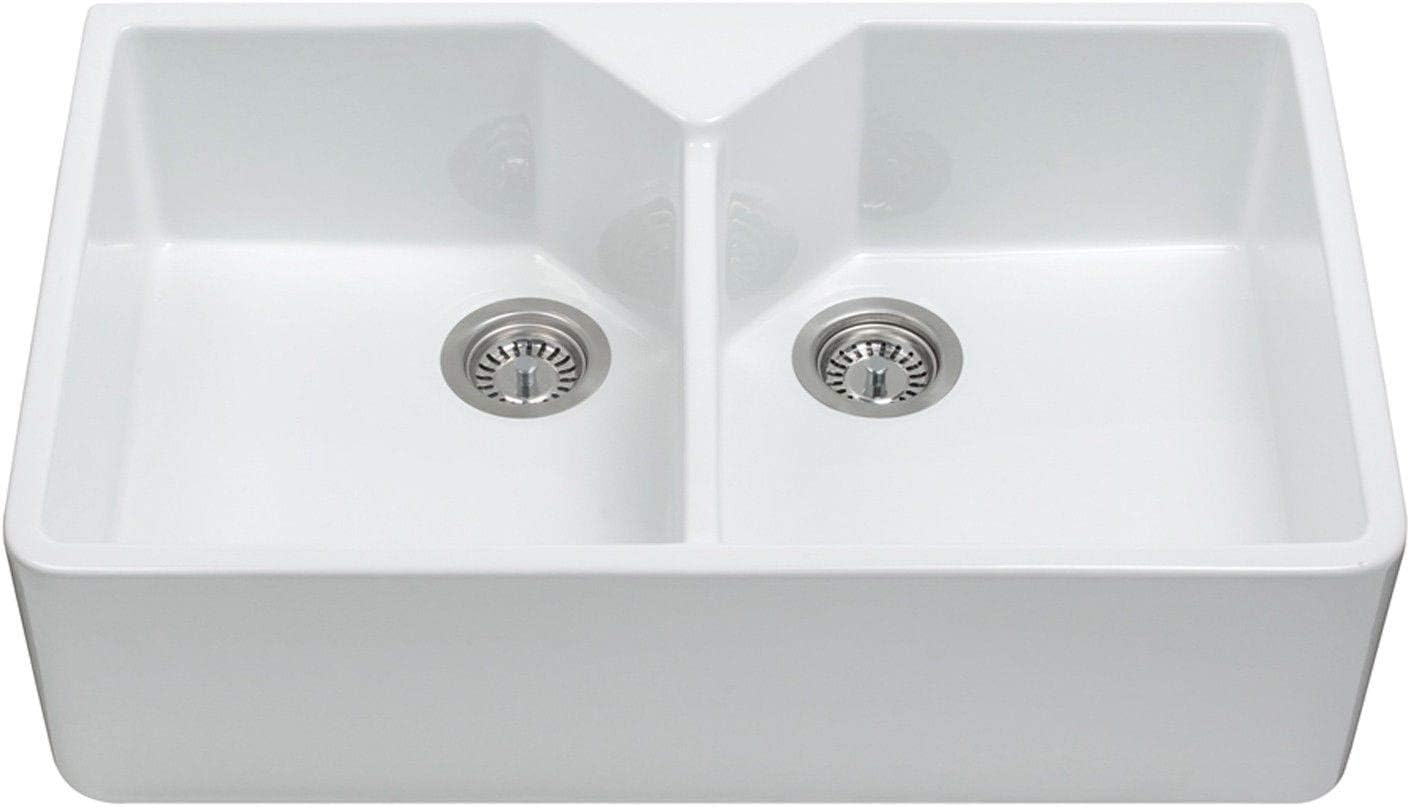 CDA KC12WH 80cm Large Single Bowl Belfast Ceramic Kitchen Sink in White