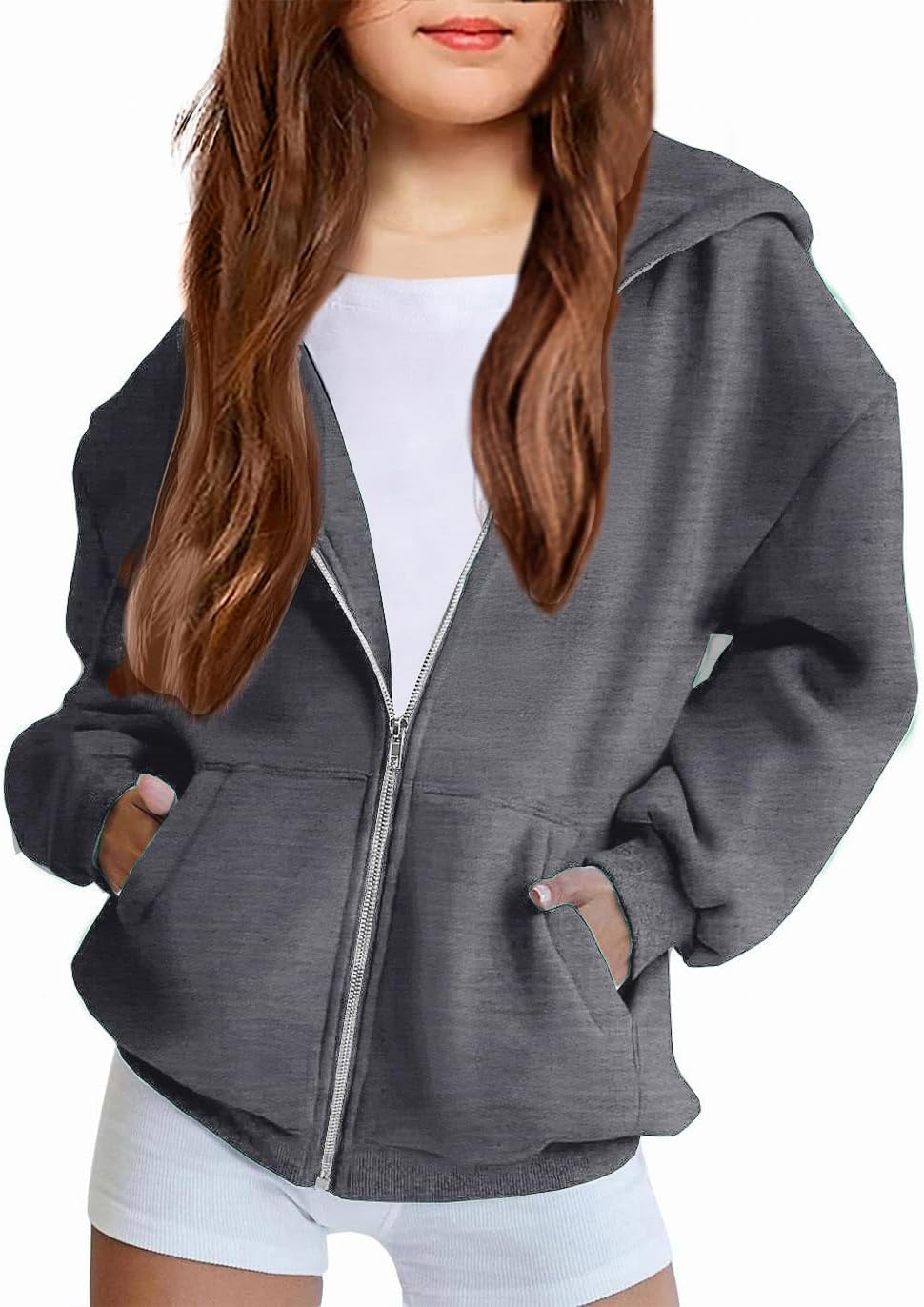 Arshiner Girls Zip Up Hoodies Teen Fleece Full-Zip Sweatshirts Jacket Casual Fall Hoodie with Pocket