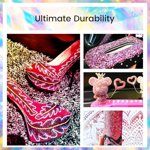 Image of Novani Crystal Rhinestones, Flatback Loose Gemstones 1440pcs Glass Rhinestones for Clothes Shoes Crafts Makeup Nail Art and DIY Decorations(SS20, Light Siam AB)