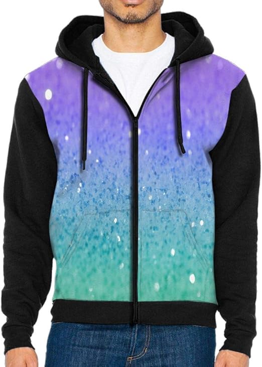 Purple Sparkling Lights Men Full-Zip Hoodies Sweatshirt Pullover Hooded Shirts Pocket Jacket 