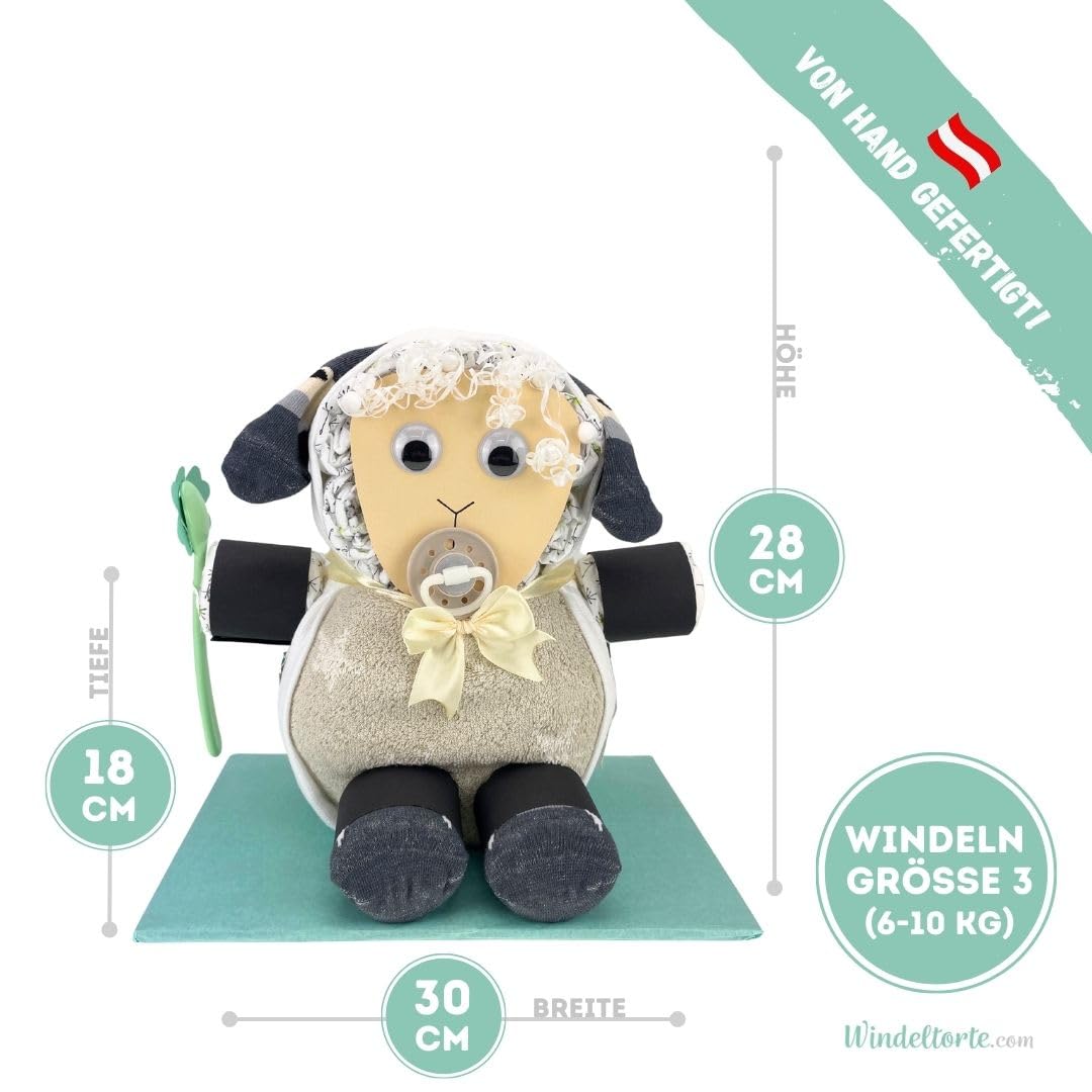 Schaf Neutral Mint - Geburtsgeschenke - Geschenk für das Baby - Taufgeschenk - Pullerparty - Pinkelparty - jetzt Torte kaufen…