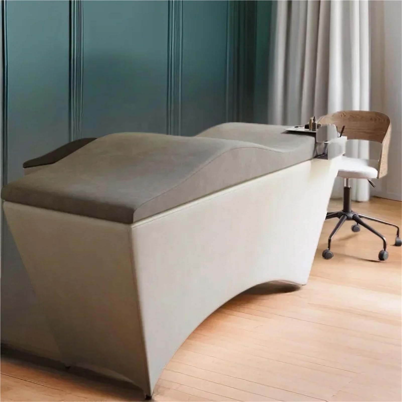 Matelas Table De Massage Surmatelas incurvé for Salon de beauté Lash Bed, Matelas en Mousse à mémoire de Forme Lash Bed Coussin Massage(Green)
