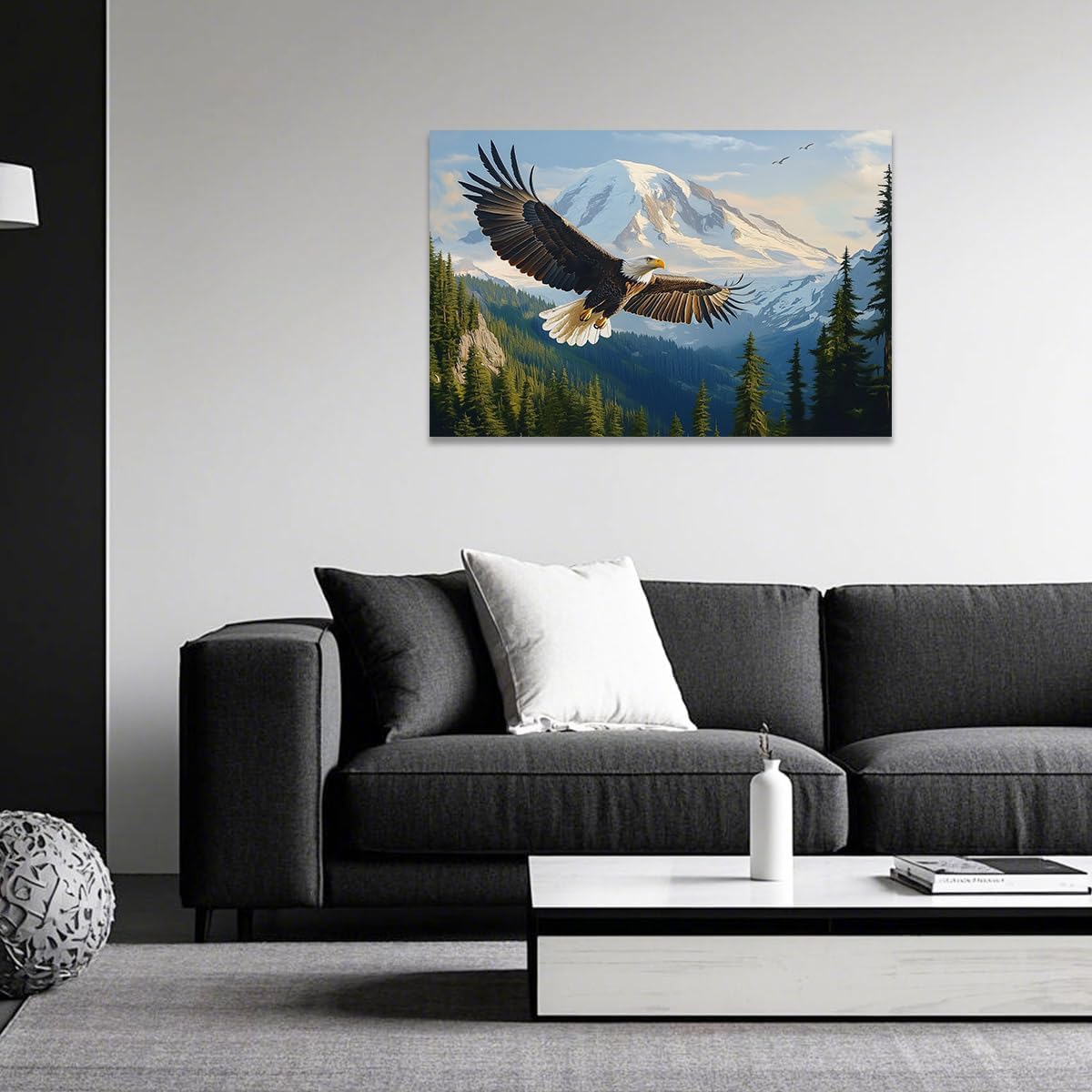 CCWACPP Bald Eagle Canvas Wall Art Pictures of Eagles Flying Bird Wildlife Painting Prints Modern Living Room Office Bathroom Home Decor Framed (24.00" x 36.00")