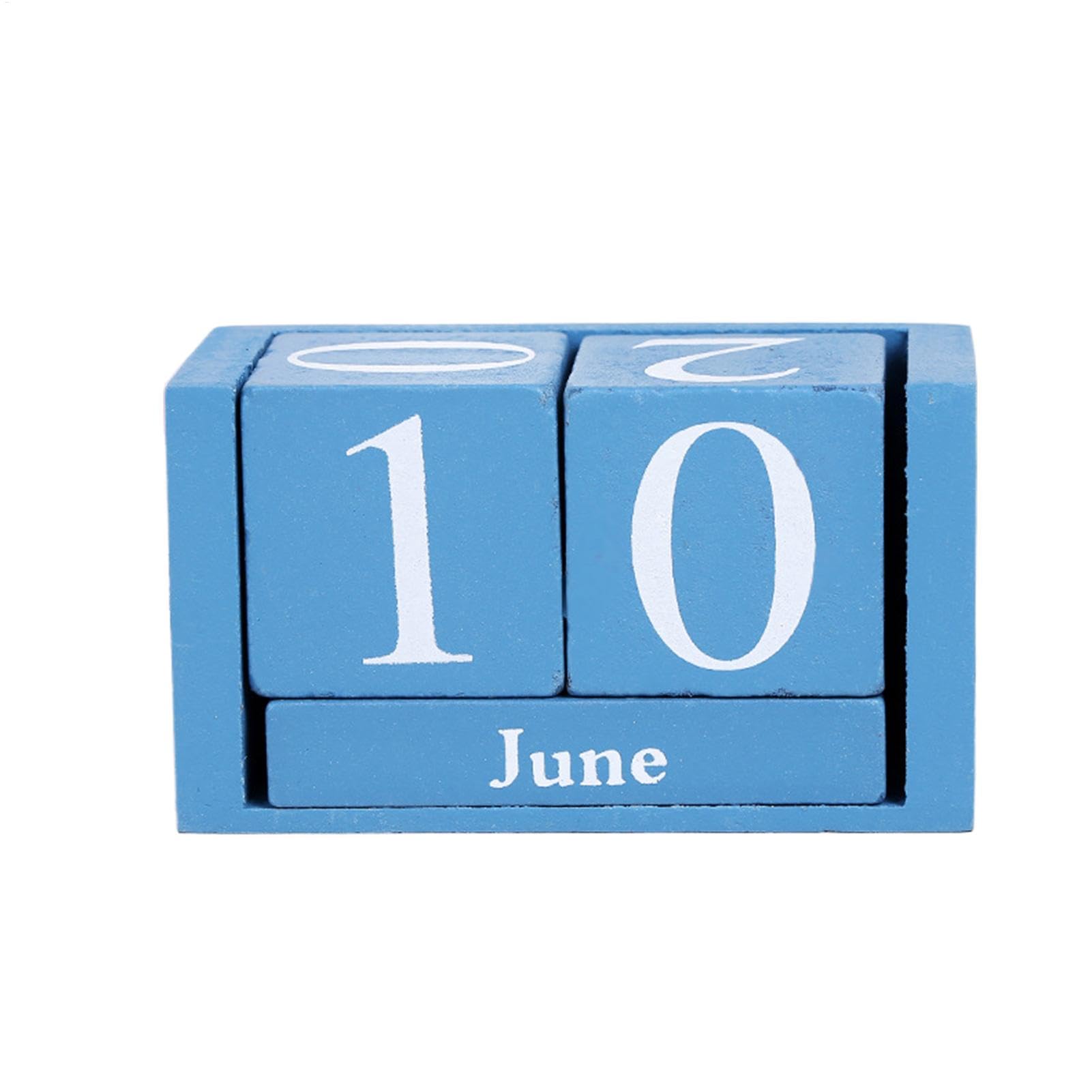 Wooden Calendar Blocks, Perpetual Wood Calendar, Farmhouse Date Display, No Batteries Required, Adjustable Date Blocks, Blue, Pink, 9.5cm/3.74 Inches, For Desk
