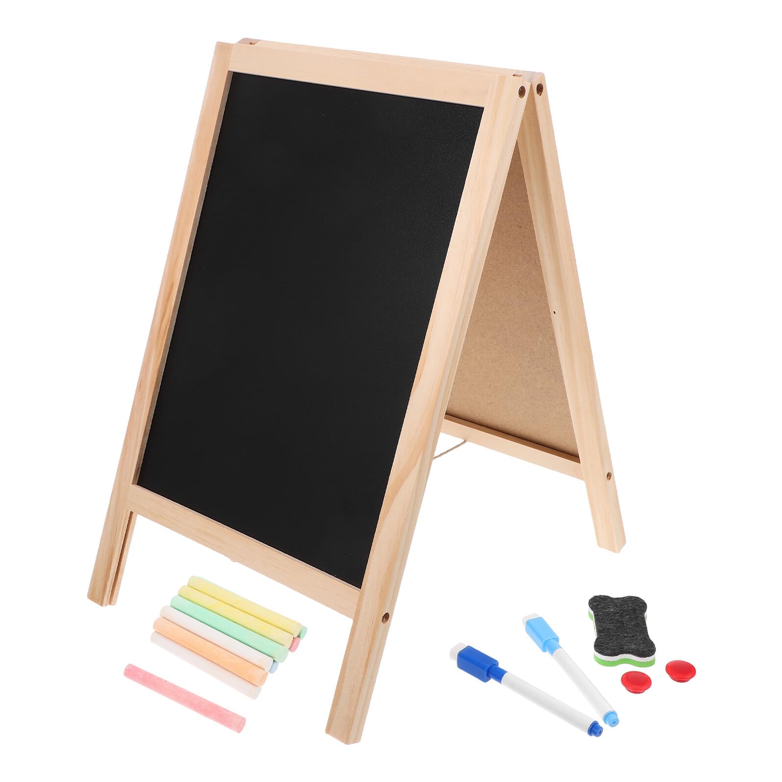 Beaupretty Lavagna Multifunzione Doppia Faccia in Legno 25X40 CM Lavagna Cancellabile a Secco Portatile per Bacheca degli Studenti per Casa e Scuola Strumento Educativo Colore Casuale