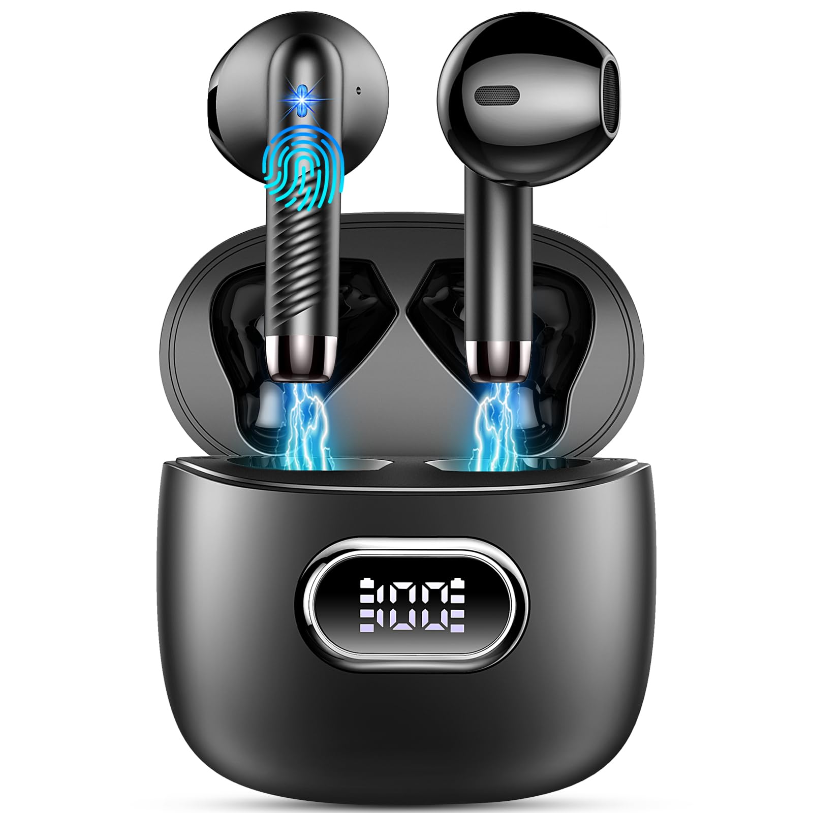 Cuffie Bluetooth, Auricolari Bluetooth 5.4 con 4 Mic, Cuffie Wireless In-ear Bassi Potenti, Ricarica USB-C, Cuffie Senza Fili Cancellazione Rumore, 42H LED Display Cuffiette Bluetooth IP7 Impermeabili