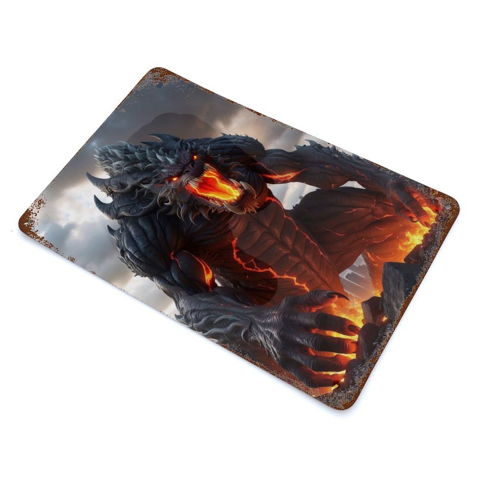 Garage Style Epic Monster Rustic Tin Plaque 11.8"x7.9", Industrial Home Decor for Bar And Workshop