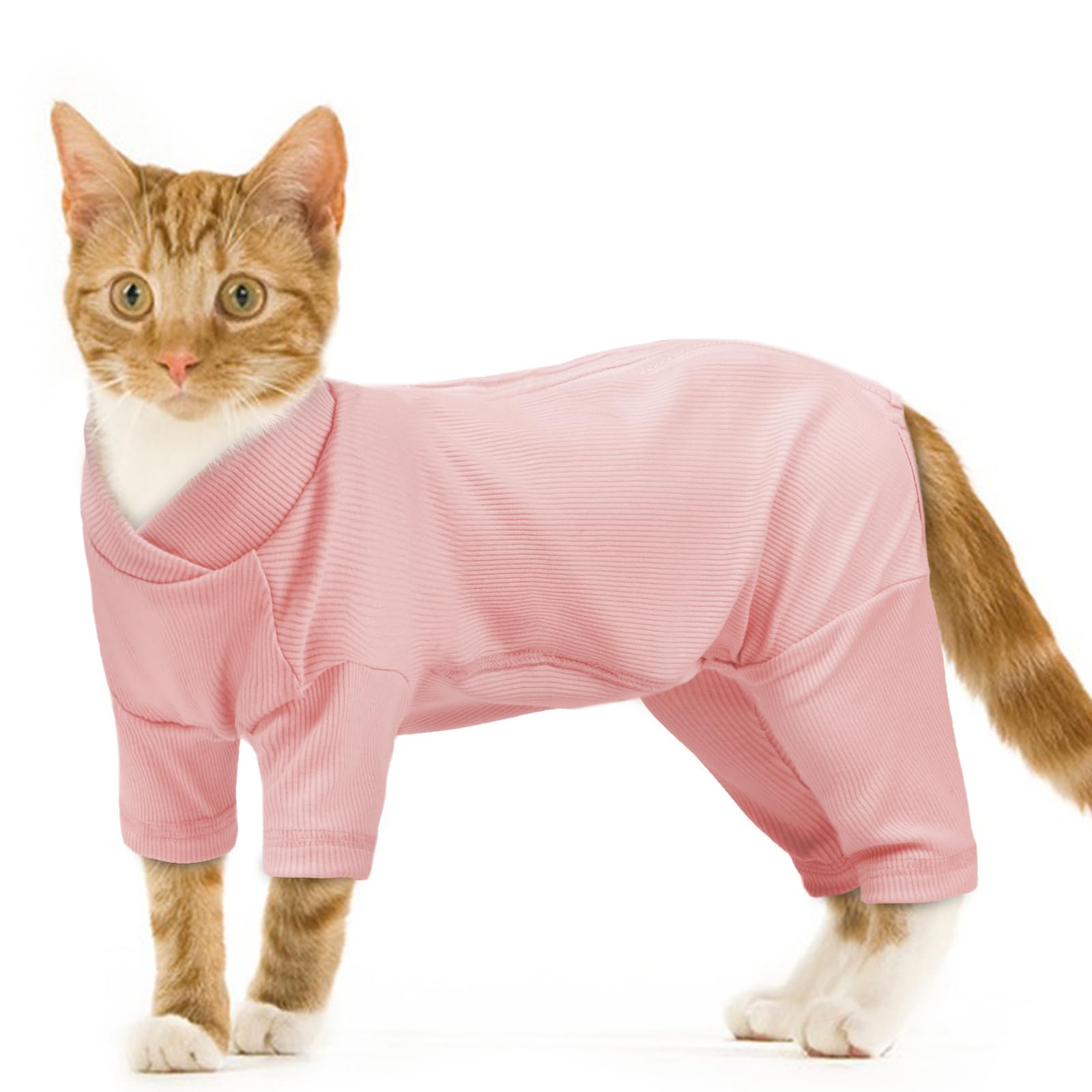 Large Cat Pyjamas, Sleeping Clothes Sleepwear for Cat Full Recovery Suit(Pink, XL)