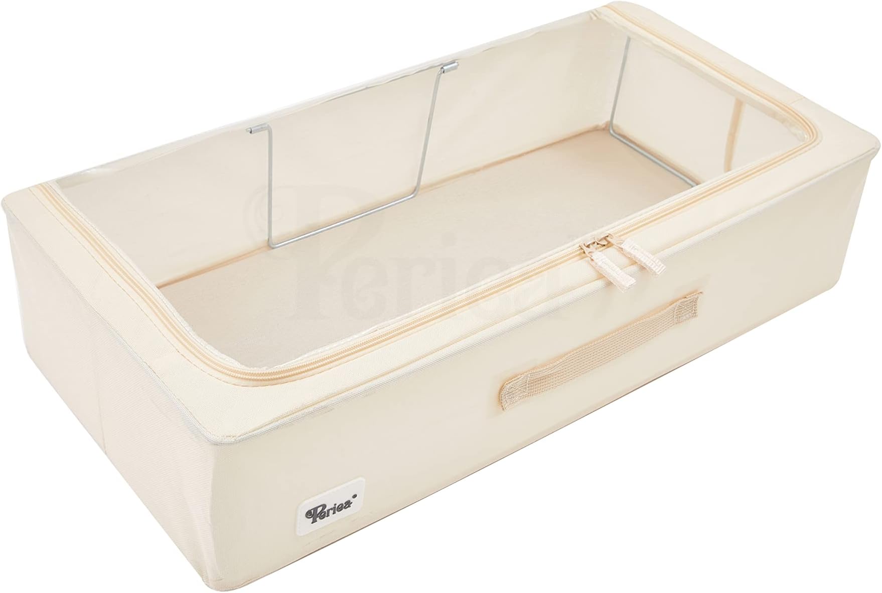 Periea 'Casey' Underbed Storage Boxes with Lids - Foldable, Stackable, and Space-Saving Organiser to Keep Your Space Tidy and Clutter-Free - Cream - Medium