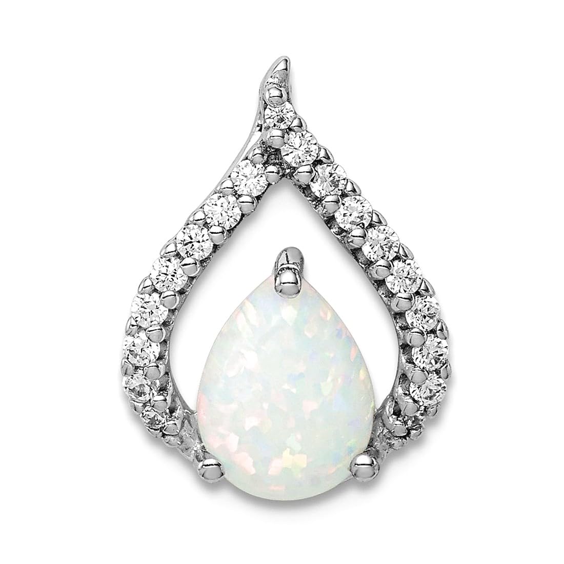 925 Sterlingsilber, rhodiniert, Zirkonia und Labor simulierter Opal-Kette, Schmuck, Geschenke für Frauen, Metall, Zirkonia