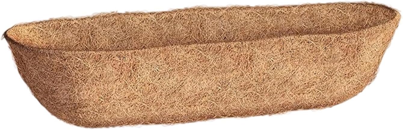 1PCS Coco Liner Trough, 24/30/36 inch Half Moon Shape, Brown, Natural Coconut Fiber, Indoor/Outdoor, Perfect for Flower Basket & Window Box, Breathable (30in)
