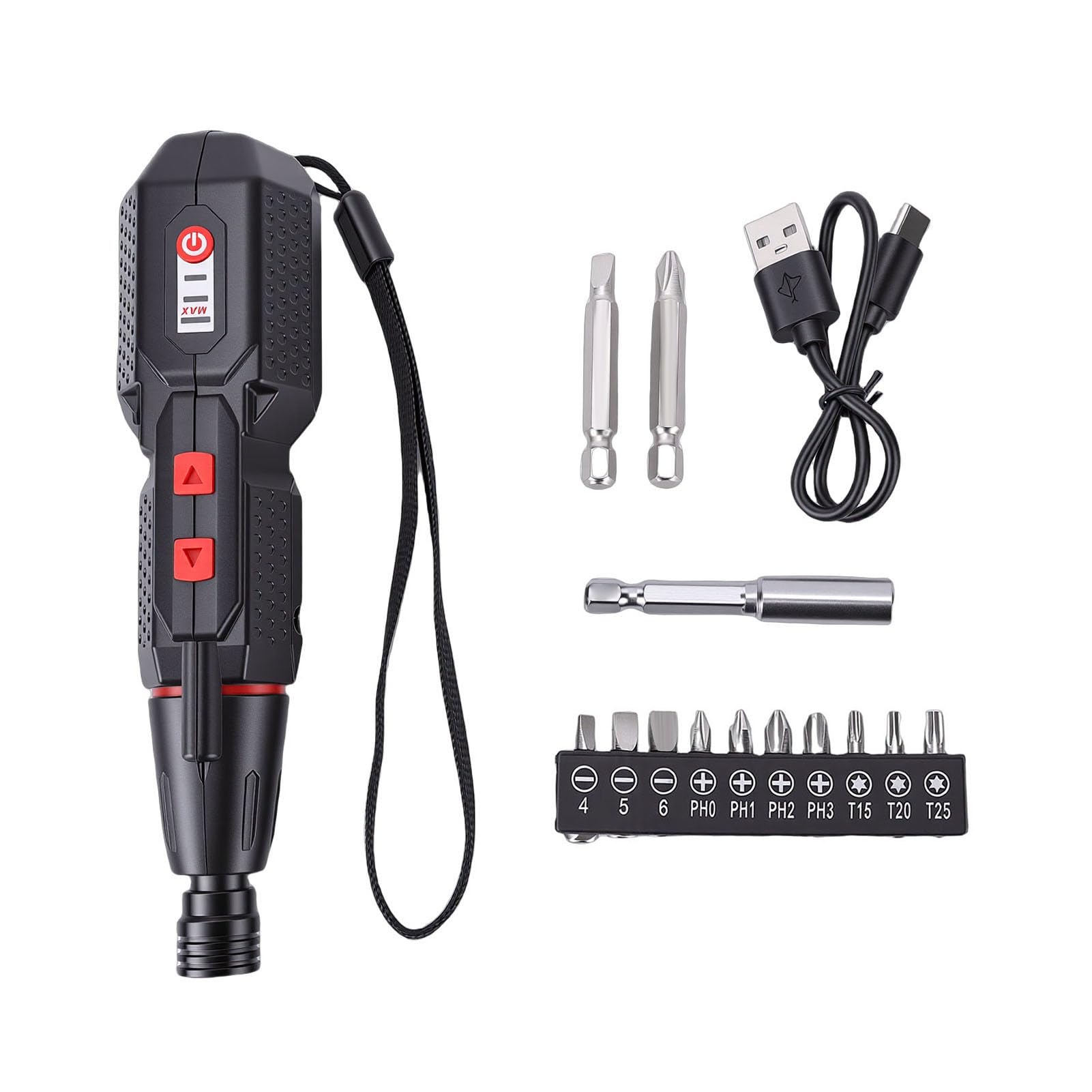 CUIFATI Cordless Electric Screwdriver Set, 3 Torsion Settings, Rechargeable Battery Powered Screwdriver with LED Light for PC, RC Electronics, Phones