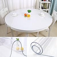 Vista 2 de Protector de mesa de comedor de plástico transparente, mantel redondo, tapete de madera para muebles de mesa, cubierta de protección superior