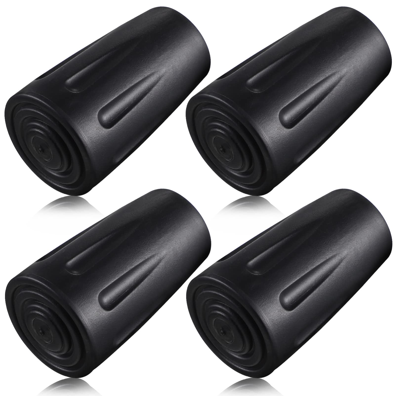 F FABOBJECTS® Walking Trekking Pole Tip: 4pcs Replacement Rubber Cane Caps Ends Absorption Grip Traction Protectors for Hiking Poles Walking Sticks Accessories Boot Tips Rubber Feet-image-0