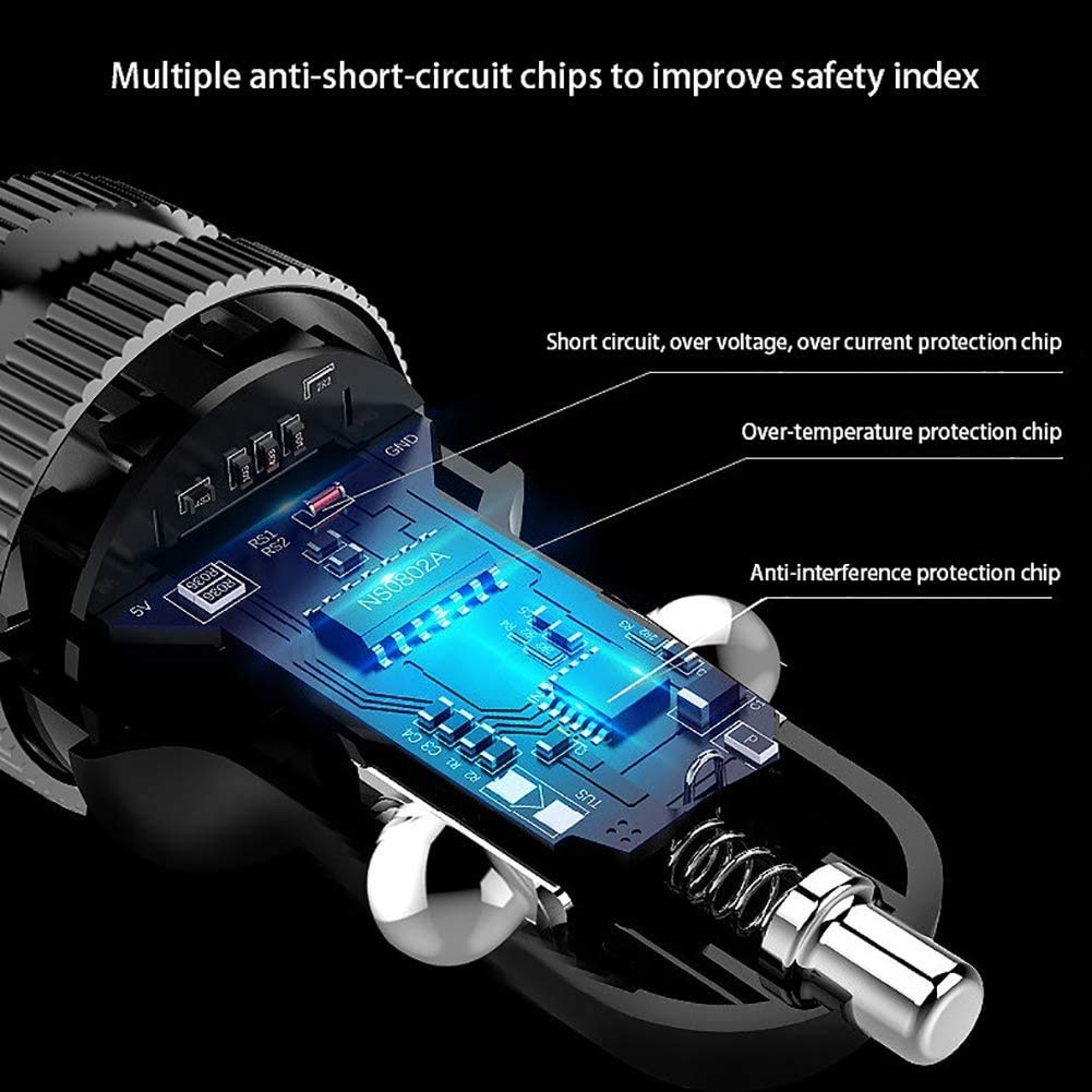 Cargador de Coche, Cargador de automóviles 4.8A, Cargador de Coche rápido Dual USB Puerto Cigarrillo Encendedor de Cigarrillos Adaptador de divisores 2 zócalo