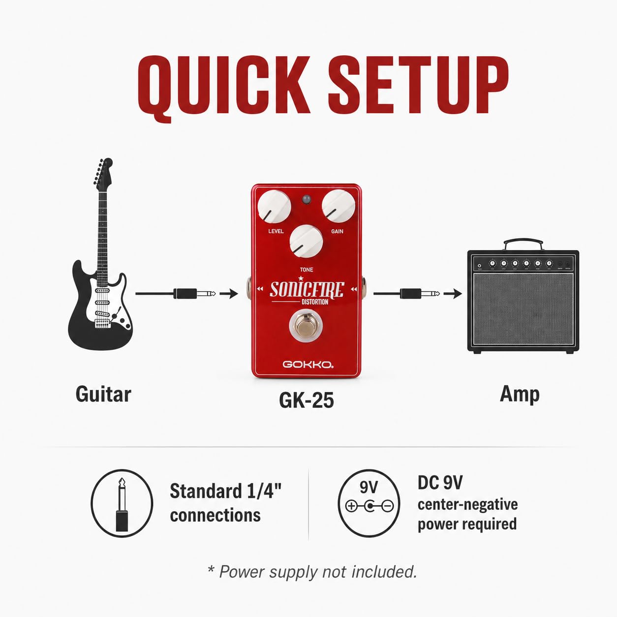 Amazon.com: GOKKO GK-25 SonicFire Distortion Pedal High Gain Rock
