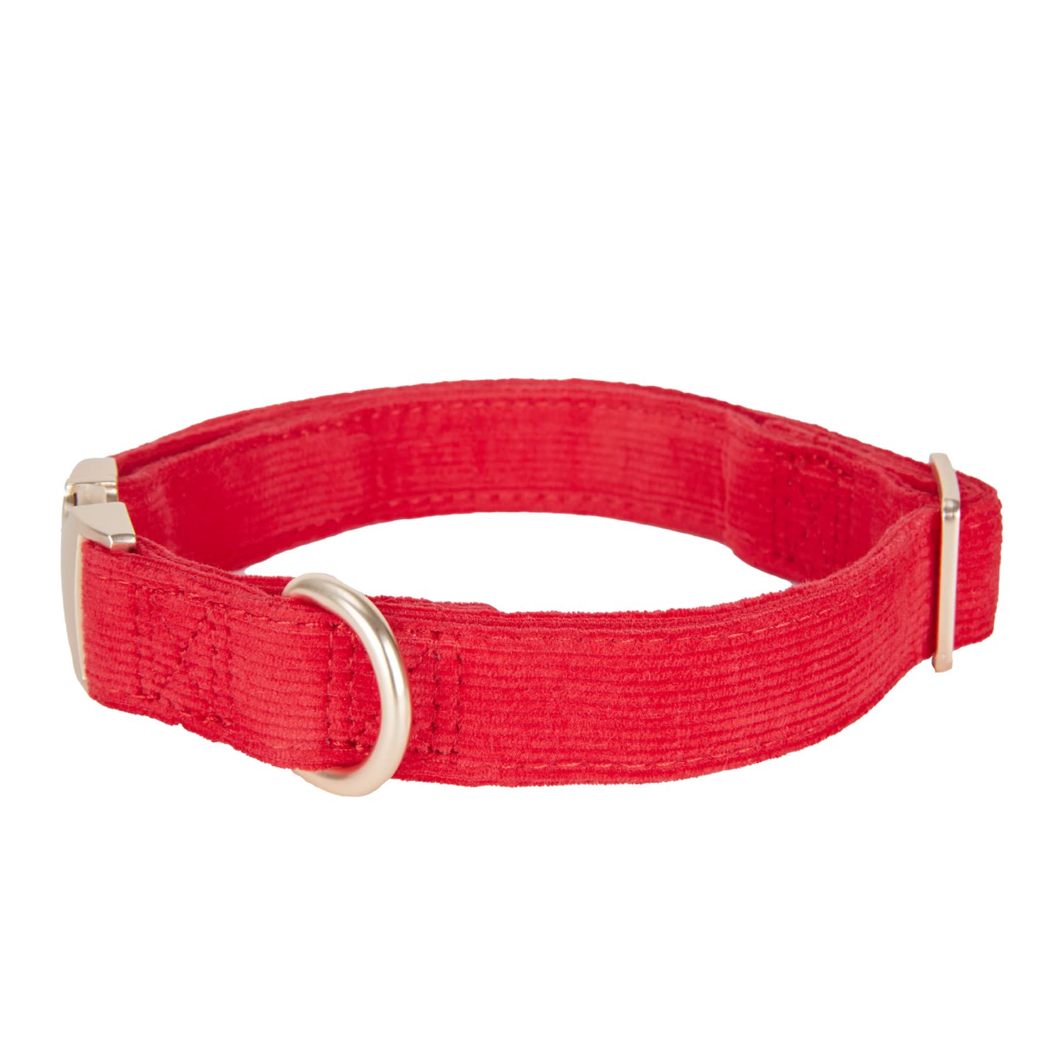 YUDOTE Collare per cani ultra morbido in velluto a coste di cotone naturale realizzato per cani di taglia grande con pelle sensibile, rosso