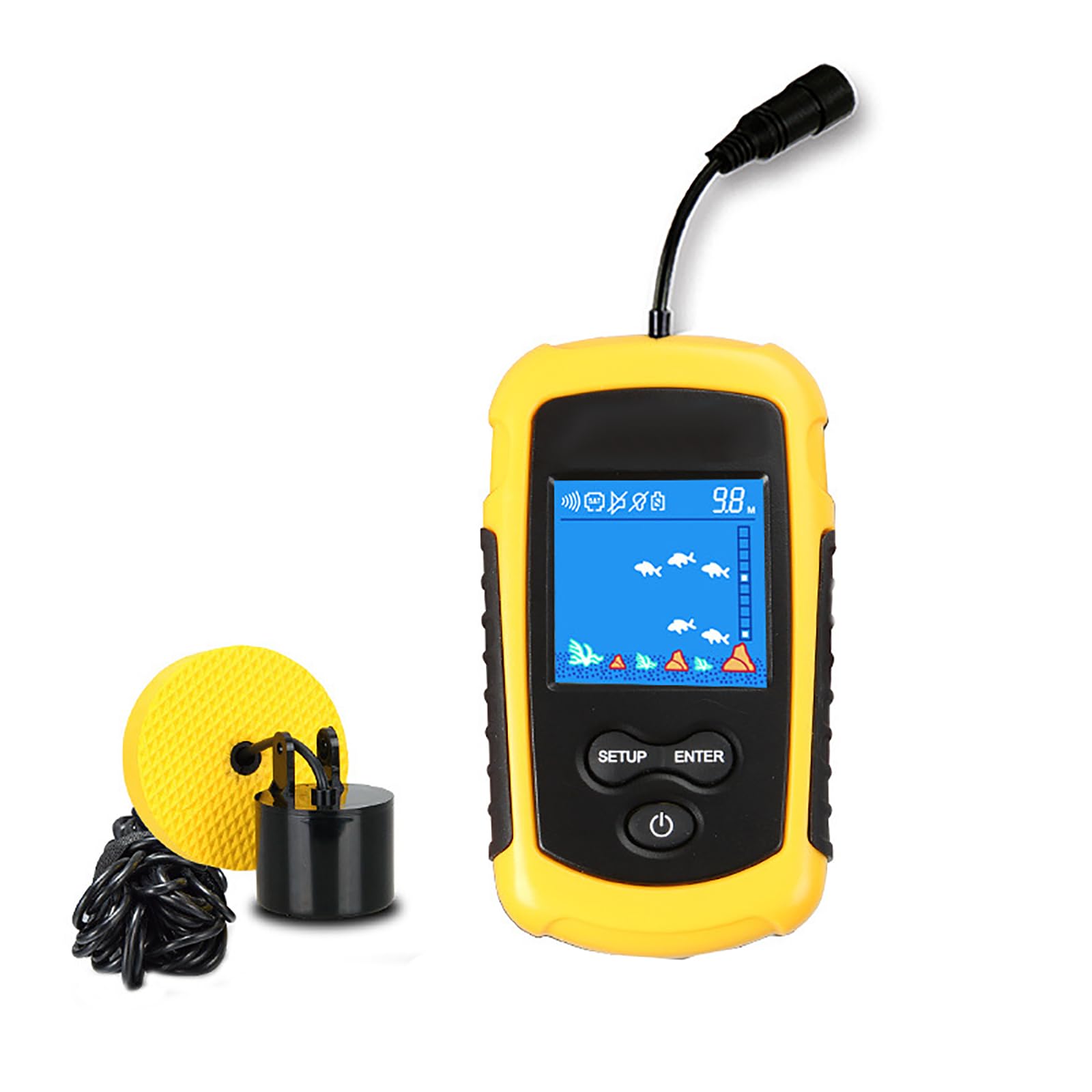 Buscador De Peces Portátil, Probador De Peces Portátil Con Pantalla LCD, Sensibilidad Ajustable, Distingue Automáticamente Los Peces Y La Profundidad De Detección De 100 Metros, Para Pesca Hielo