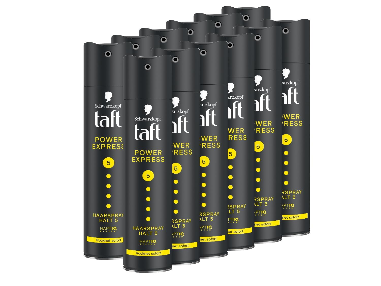 Schwarzkopf Taft Haarspray Power Express (12x 250 ml), Haltegrad 5 Haarstyling, Haarspray für alle Haartypen, trocknet sofort, Vegane Formel* | Haltegrad 5, Für alle Haartypen, Trocknet sofort, Vegane Formel