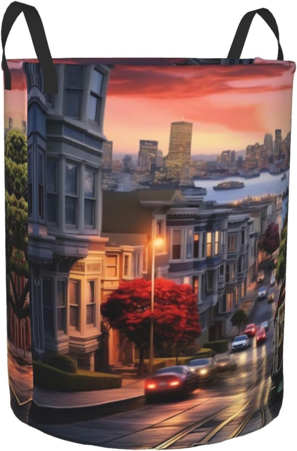 KIROJA San Francisco Laundry Hamper,Portable Clothes Hampers,Storage Basket Toys Storage Organizer For Home Dorm, Medium