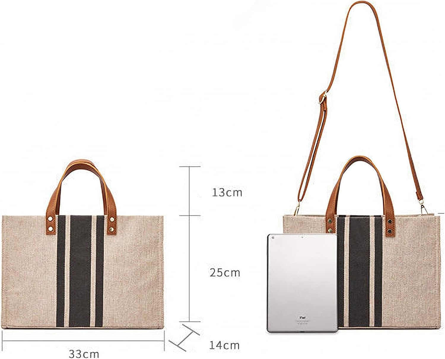 WeGang Canvas Tote bag, Women’s Crossbody Shoulder Bag, Large Woven Handbag, Straw Tote Hand Bags Casual Bag Foldaway Style for Shopping Working Travel Beach - Image 4