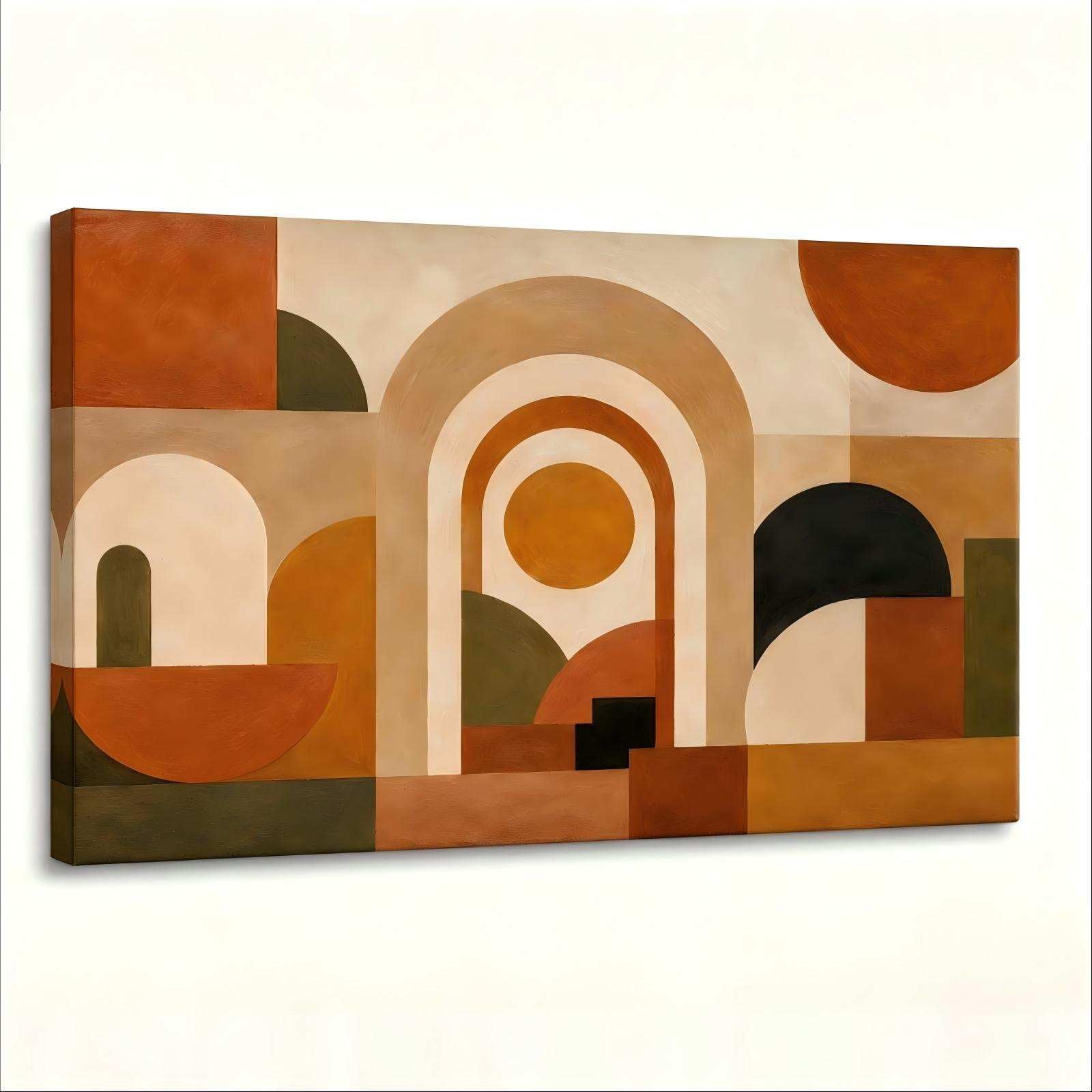 JUYIOPAX Cuadro en Lienzo Abstracto Boho Horizontal Arcos Geométricos