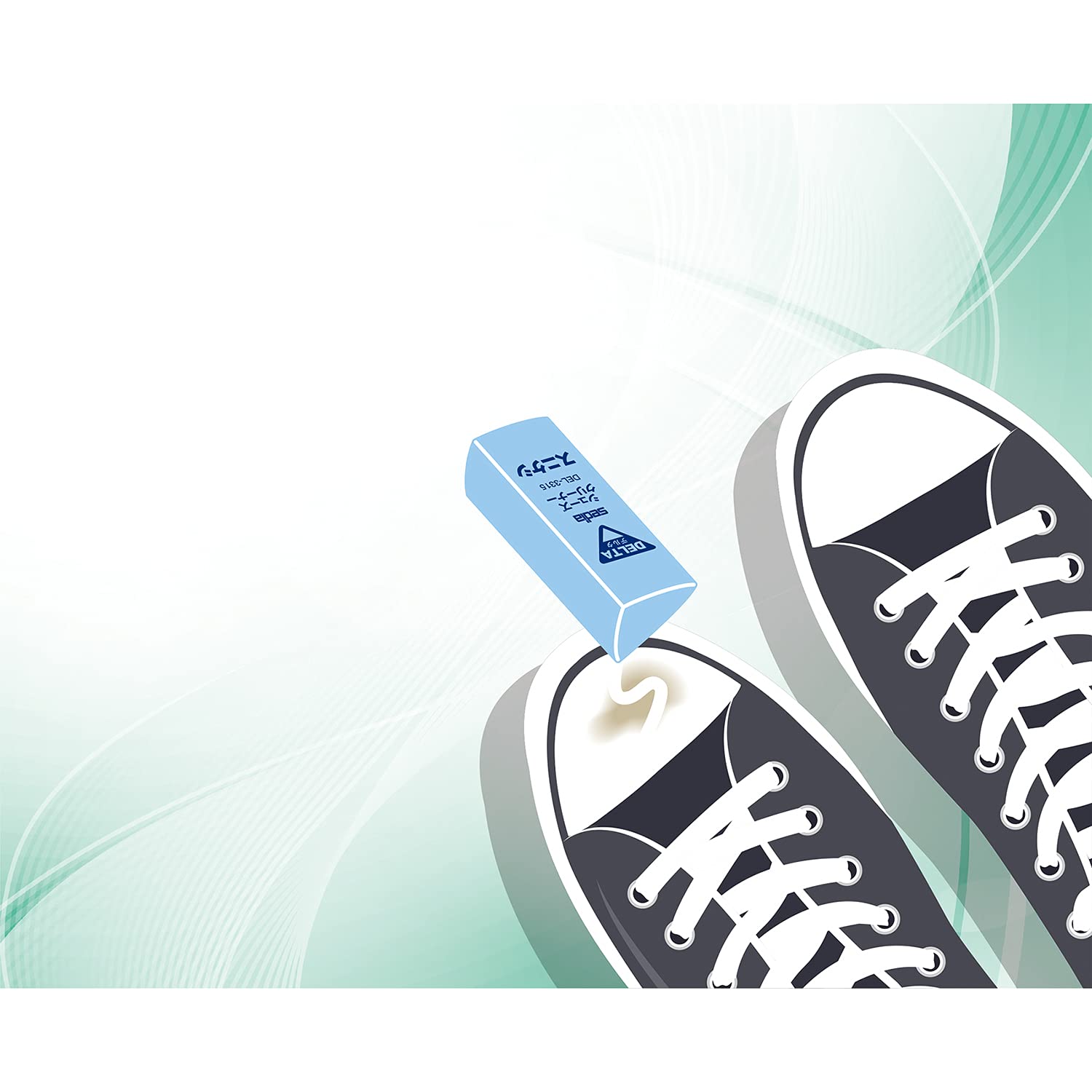 patissier1〜5 Sekisei DEL-3315-00 Delta Triangular Eraser, Shoe Cleaner, Multi