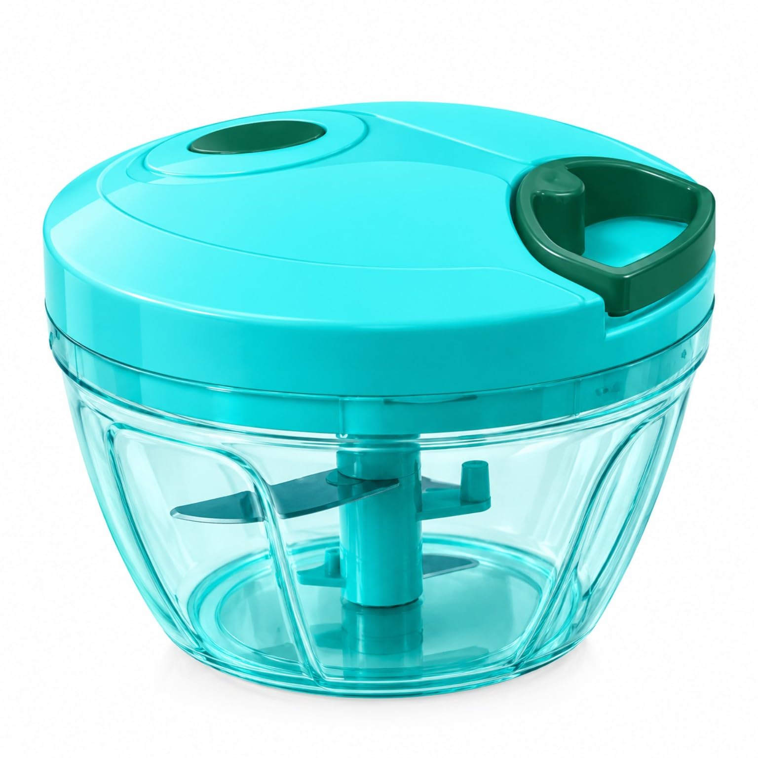 manual pull string hand food chopper with stainless steel blades | vegetable & fruit cutter, onion & garlic chopper, no electricity needed, easy pull mechanism, kitchen food processor