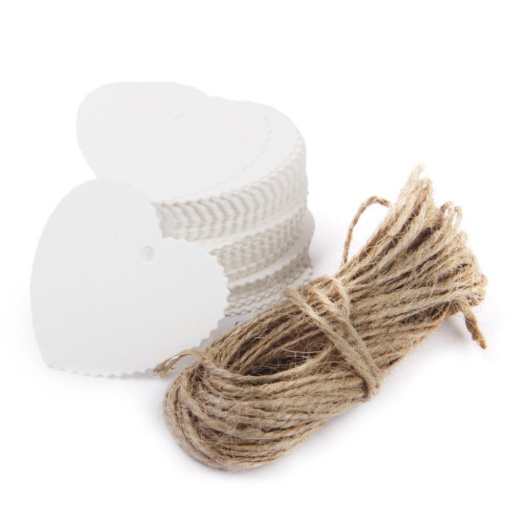 Aka Heart-White Aka® 100Pcs Christmas Kraft Paper Gift Tags Price Wedding Scallop Label Blank Luggage (Heart-White)