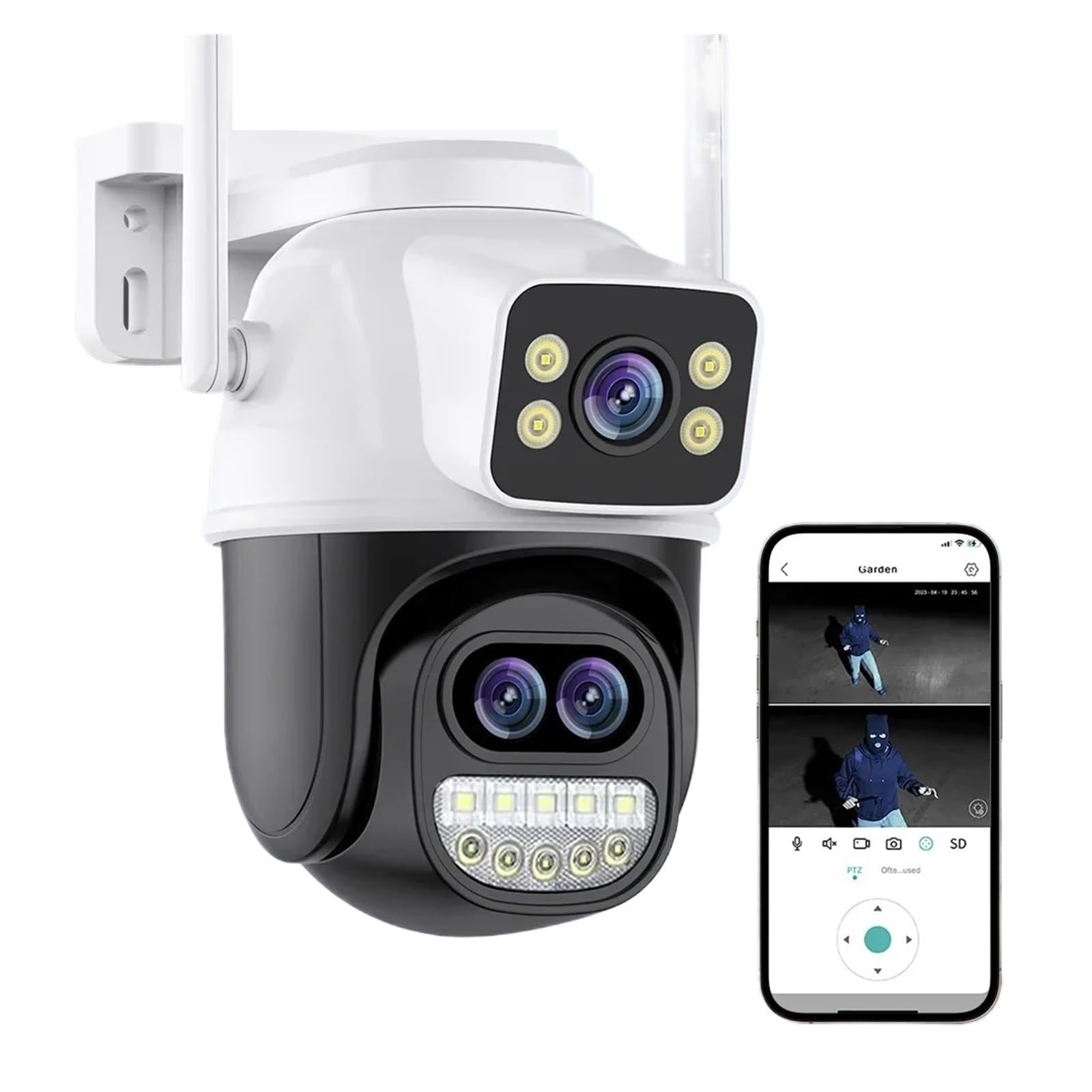 Telecamera da 6MP for esterni 12MP Tre lenti Doppi schermi Zoom 8X CCTV Video Cam Monitoraggio automatico Protezione di sicurezza Sorveglianza Installazione semplice(6K 12MP Add 64G)