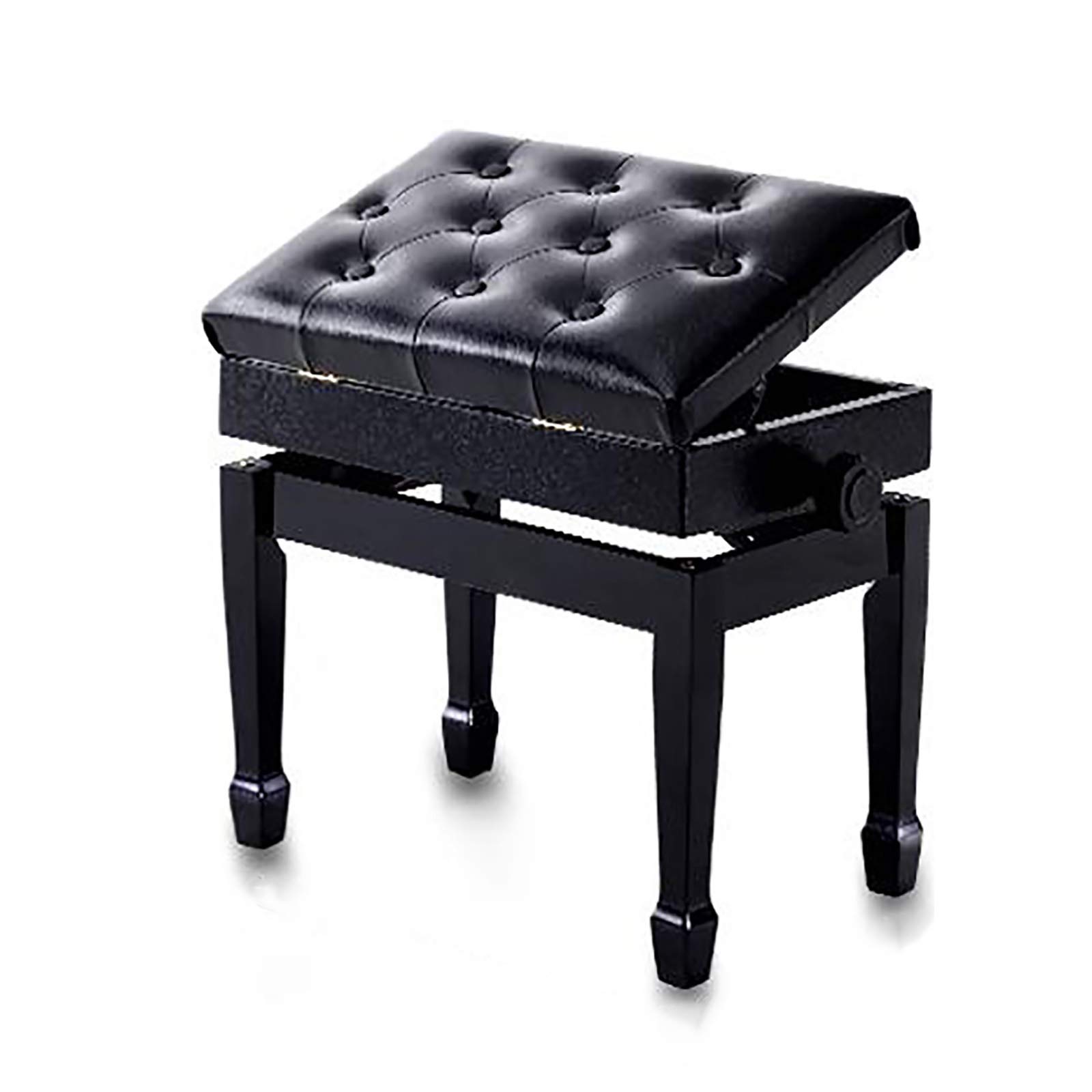 Tabouret de Piano Banc de Piano relevable Double Duo/Simple Tabouret de Piano Banc de Clavier Tabouret avec Hauteur réglable, siège rembourré en Cuir PU Compartiment de Rangement (Type 1 Personne)