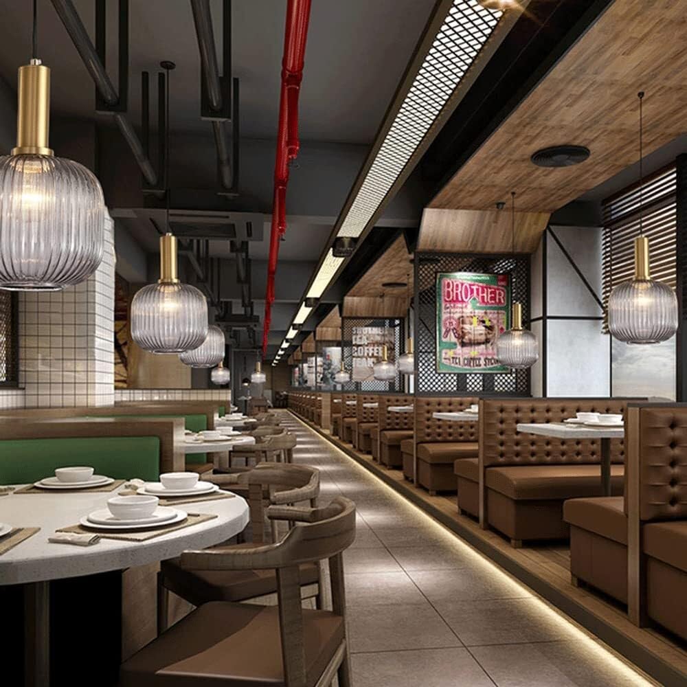 Gwint E27, jedna głowa | Wiszące żelazo i szkło w stylu nordyckim, regulowana wysokość, idealna do dekoracji kawiarni i restauracji (kolor światła)