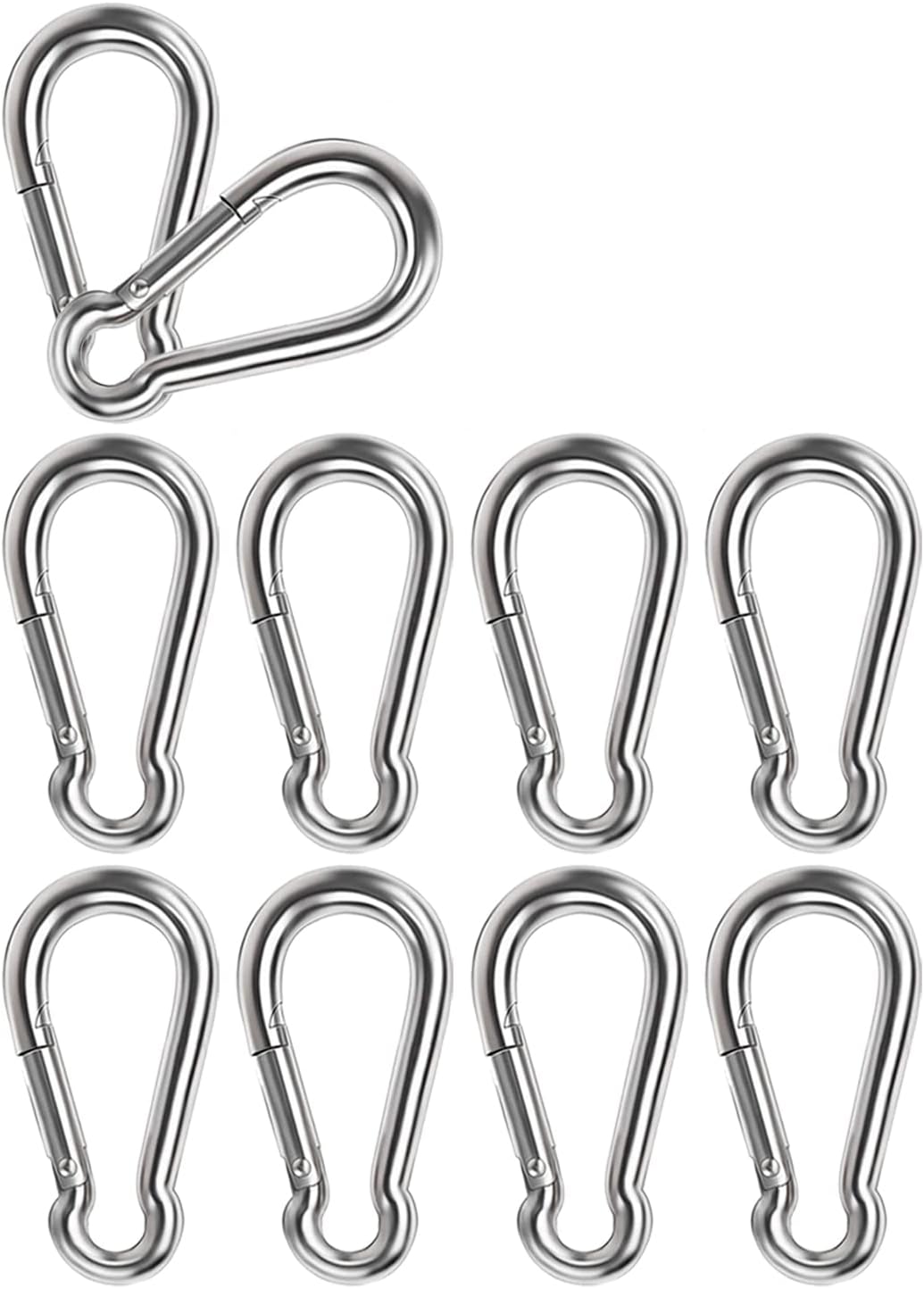 Spring Snap Hook, Lsquirrel 304 Stainless Steel Carabiner Steel Clips Keychain Heavy Duty Quick Link for Camping Hiking Traveling Fishing (10, 2.36 inch)