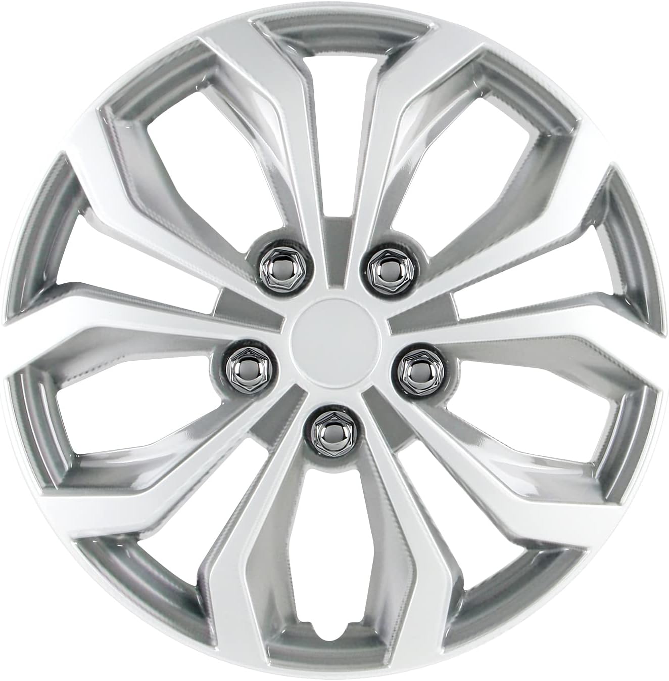 Pilot Automotive 15" Spyder Wheel Covers - Gunmetal Grey & Black, Set Of 4, Universal Fit For Most Cars