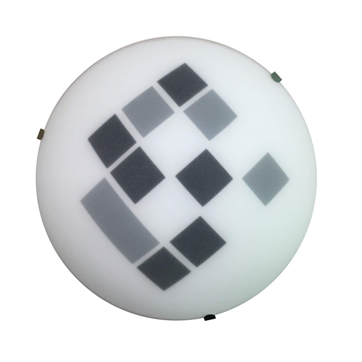 Onli Bianco Plafón De Cristal Blanco Con Motivo Geométrico Negro Y Gris. Diámetro: 25 Cm.