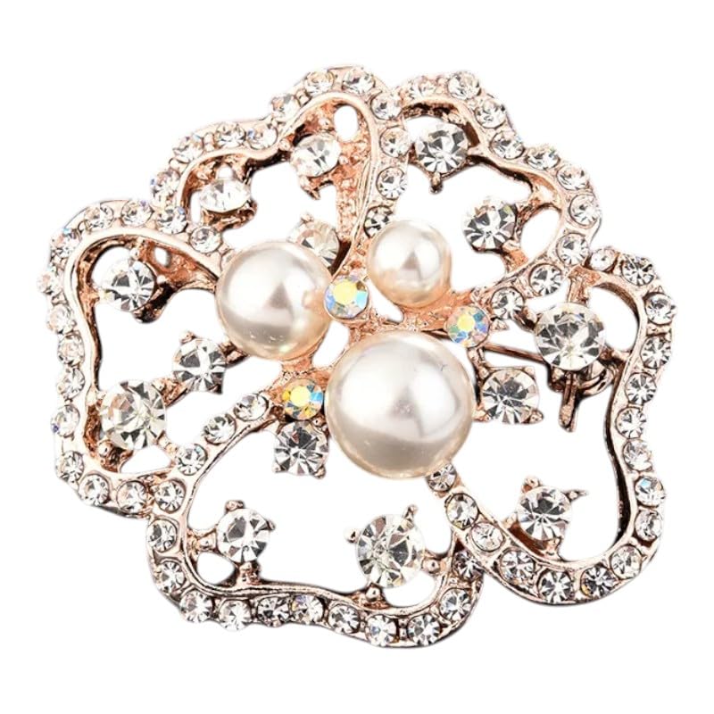 Rose Gold Floral Wreath Circle Brooch Pin, Alloy, Modern Style, 3x3 cm, Lobster Claw Clasp-image-21